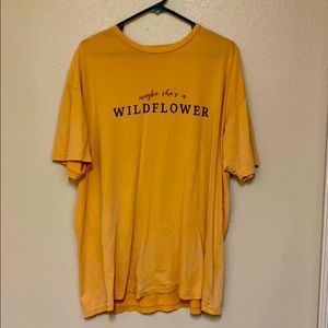 Mustard graphic T-shirt.